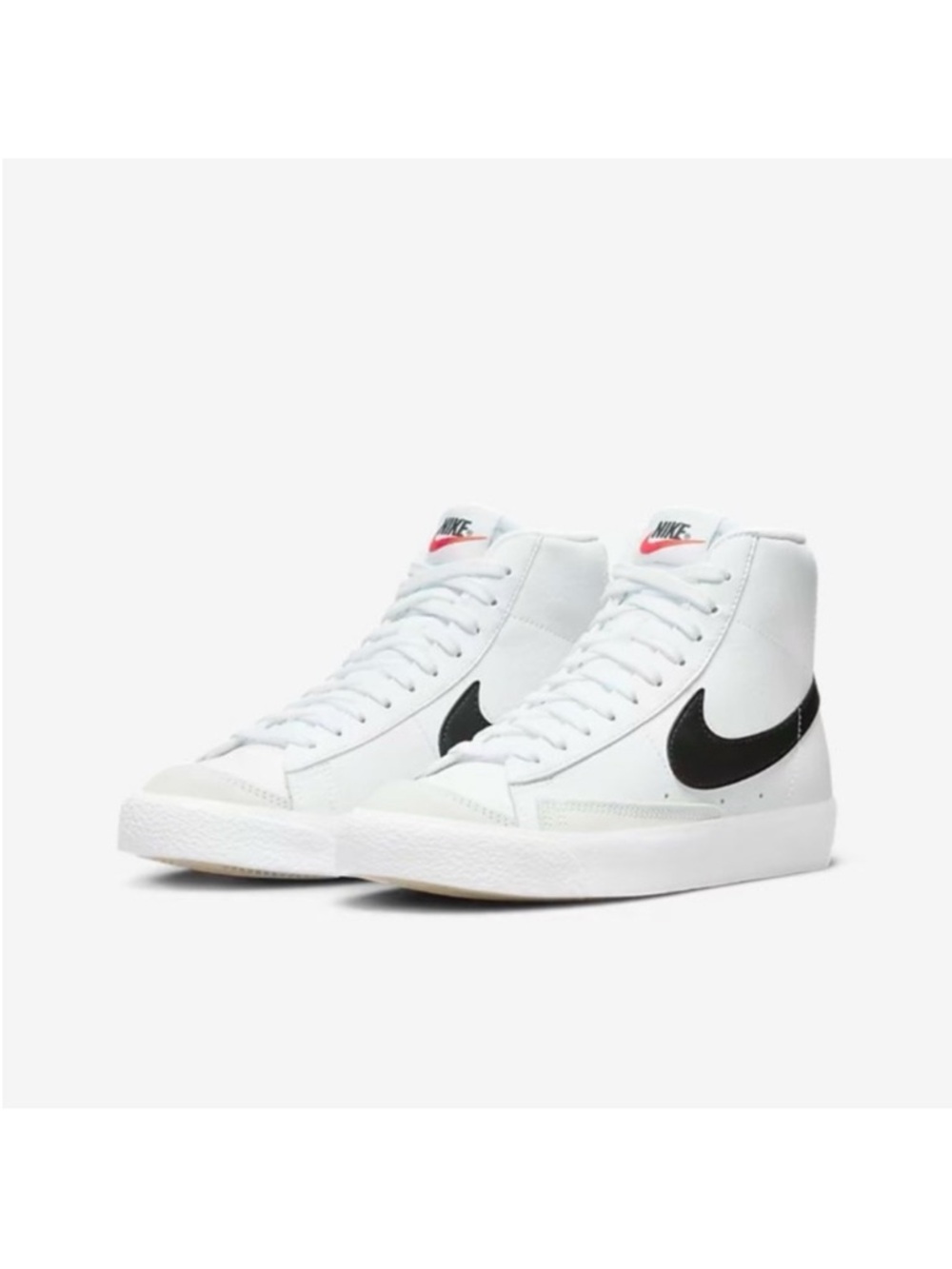 Nike White High-Top Sneakers with Black Swoosh